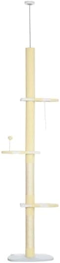 Floor-to-Ceiling Cat Tree, 4-Tier, 18.5x13.5x102.3 Inches, All Breed Sizes, Climbing and Cuddling, Fabric and Particle Board, Floor Mount