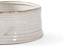 Fringe Studio Stoneware Pet Bowl, Medium, Ribbed White (501005)