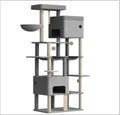 Cat Tree, 200cm XXL Cat Tree with 10 Scratching Posts, 2 Caves, 2 Hammocks, Large Platform, Cat Brushes, Basket, Heavy Duty Cat Tree for Maine Coons, Large Cats, Dark Grey MS20018SG