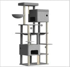 Cat Tree, 200cm XXL Cat Tree with 10 Scratching Posts, 2 Caves, 2 Hammocks, Large Platform, Cat Brushes, Basket, Heavy Duty Cat Tree for Maine Coons, Large Cats, Dark Grey MS20018SG