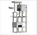 Cat Tree, 200cm XXL Cat Tree with 10 Scratching Posts, 2 Caves, 2 Hammocks, Large Platform, Cat Brushes, Basket, Heavy Duty Cat Tree for Maine Coons, Large Cats, Light Grey MS20018LG
