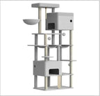 Cat Tree, 200cm XXL Cat Tree with 10 Scratching Posts, 2 Caves, 2 Hammocks, Large Platform, Cat Brushes, Basket, Heavy Duty Cat Tree for Maine Coons, Large Cats, Light Grey MS20018LG