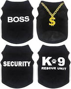 4 Pack Chihuahua Clothes Dog Clothes for Small Dog Black Puppy Clothes Soft K9 Security Pattern Dog Shirt Summer Autumn Pet Clothing (X-Small)