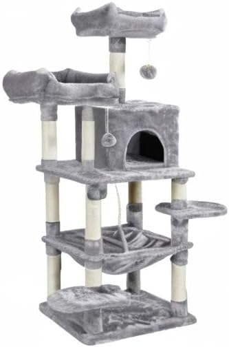 Topeakmart 59 inches Cat Tree Cat Tower Stand House Condo with Big Hammock Scratching Post Kitty Pet Play House