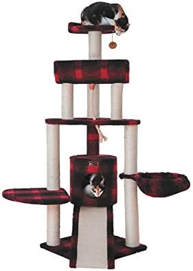 212 Main Armarkat Classic Real Wood Cat Tree with Multiple Features Jackson Galaxy Approved Four Levels with Rope Basket Ramp Perch and Condo