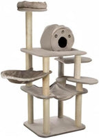 TRIXIE Fabiola 55-in Cat Tower, Jute Scratching Posts, Cat Tree with Plush-Covered Condo, Hammocks, and Platforms, Gray