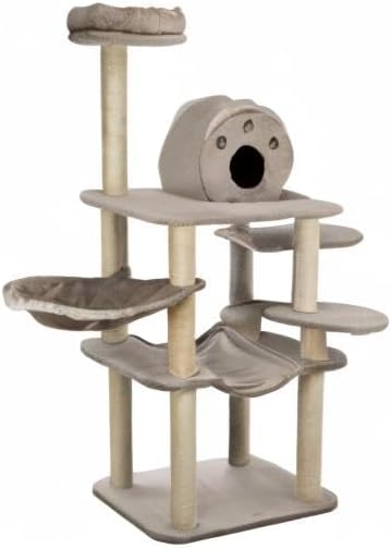 TRIXIE Fabiola 55-in Cat Tower, Jute Scratching Posts, Cat Tree with Plush-Covered Condo, Hammocks, and Platforms, Gray
