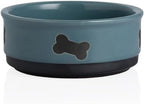 Sweejar Ceramic Dog Bowls with Bone Pattern, Dog Food Dish for Small Dogs, Porcelain Pet Bowl for Water 16 Fl Oz (Fog Blue)