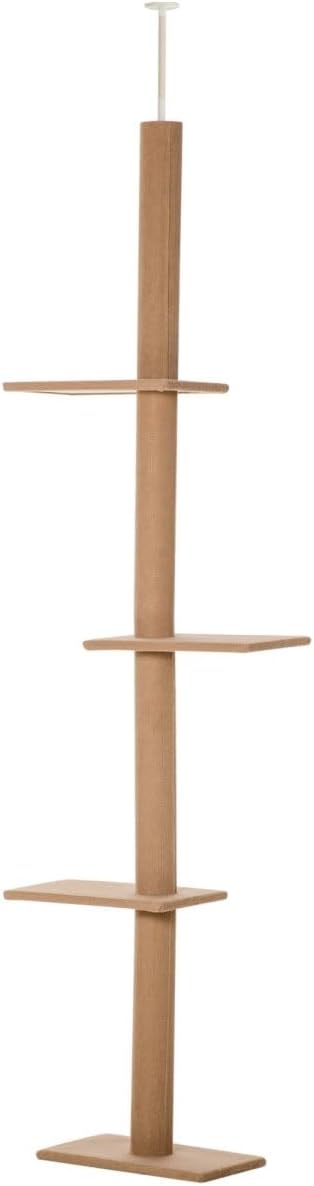 212 Main Floor-to-Ceiling Cat Tree Cat Climbing Tower with Sisal-Covered Scratching Posts, Cat Tree Activity Center for Kittens Cat Tower Furniture, Brown