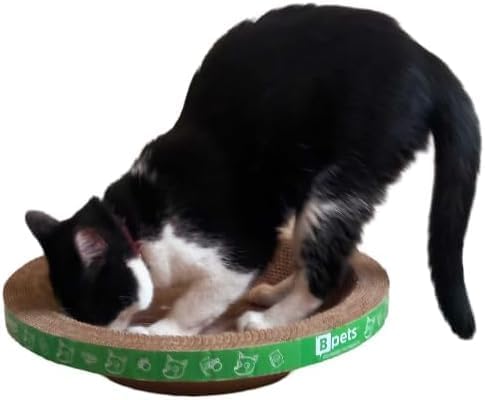 Cardboard Cat Scratchers Pack, Long-Lasting Cardboard Cat Durable Scratching Pads to Protect Furniture, Sturdy Corrugated Design, Safe for Claws (B-Scratcher Round Pack x 5)
