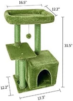 FISH&NAP Cute Cat Tree Kitten Cat Tower for Indoor Cat Condo Sisal Scratching Posts with Jump Platform Cat Furniture Activity Center Play House Green