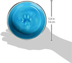 Loving Pets - Le BOL Dog Food Water Bowl Enamel Ceramic Bowl No Tip Stainless Steel Pet Bowl No Skid Spill Proof (Small, Seine Blue)