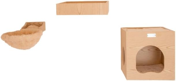 Maykoosh Cat Wall Tree with Perch & Condo - Solid Poplar Wood - 14x12x14