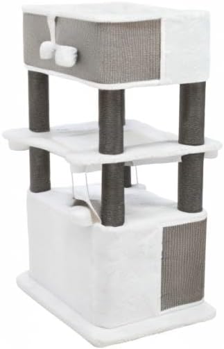 Trixie Lucano XXL Cat Tree, 43.3 -in Cat Tower with 8 Jute Scratching Posts, Hammock & Plush & Sisal Covered Condo, Sturdy Base, Interactive Pom-Poms, Indoor Furniture for Climbing & Relaxation, Gray