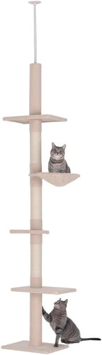Stylish Cat Tree Tower with Sisal Scratching Posts, Cozy Condo, and Plush Perches for Climbing, Resting, and Play (Beige + Plush)