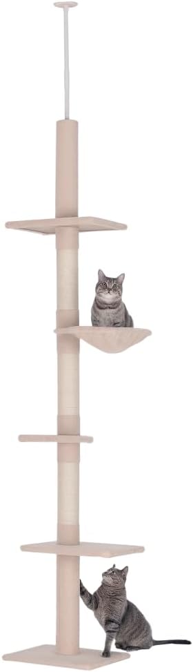 Stylish Cat Tree Tower with Sisal Scratching Posts, Cozy Condo, and Plush Perches for Climbing, Resting, and Play (Beige + Plush)