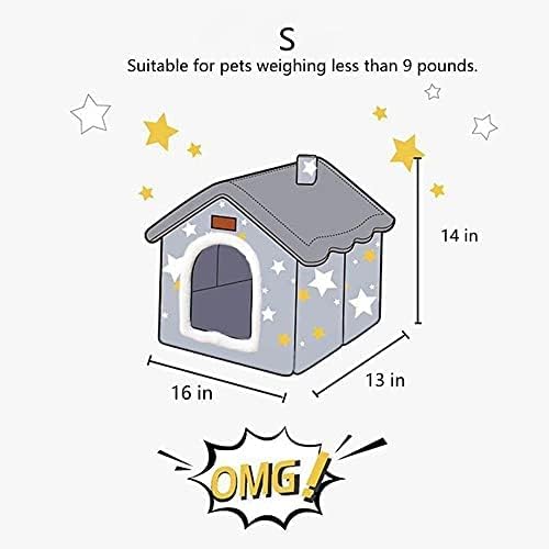 Dog House Indoor, Foldable Soft Kennel Bed Warm Cat Nest Puppy Cave with Cushion for Small Medium Large Dogs Cats (S-Within 9 lbs)