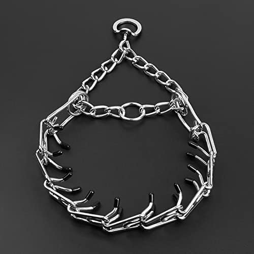CBBPET Dog Prong Collar, Adjustable Dog Training Collar with Quick Release Buckle for Small Medium Large Dogs (Silver, M/3.0mNeck: 16"-18'' Weight:50 lbs)