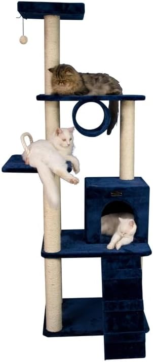 Maykoosh Navy Cat Tree Tower with Scratching Posts & Playhouse - Multi-Level