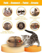 2 Pack Cat Scratcher, Magic Organ Cat Toy Scratching Board with Bell Balls, Reversible Corrugated Cardboard for Pet Claw Care