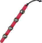 Rustic Red Door Co. Hanging Jingle Sleigh Bells on Leather Strap for Door Knob, Dog to Go Outside, Pet Puppy Potty Training, Christmas Decor, 4 Silver Bells, 14" Straip, Red