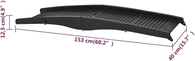 vidaXL Folding Dog Ramp - Non-Slip, Safe for Aging Pets, Easy Storage, Versatile Use, Durable Plastic, Black