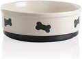 Sweejar Ceramic Dog Bowls with Bone Pattern, Dog Food Dish for Large Dogs, Porcelain Pet Bowl for Water 70 Fl Oz (Beige)