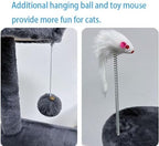 53-inch Cat Tree Tower for Indoor Cats,Cat Tree House Cat Furniture with Sisal Scratching Post,2 Cat Caves,Dangling Toys