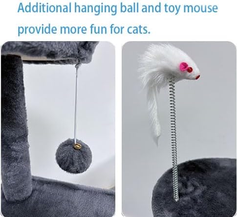 53-inch Cat Tree Tower for Indoor Cats,Cat Tree House Cat Furniture with Sisal Scratching Post,2 Cat Caves,Dangling Toys