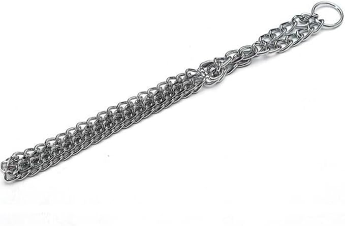 Silver Dog Chain Collar for Large Dogs, Heavy Duty Metal Slip Choke Collar Martingale Collars Training Double Row Chains Choker Collar for Small Medium Large Dog, D3mm