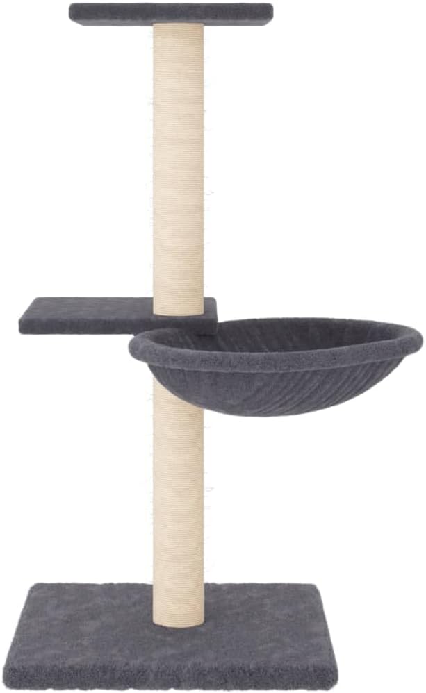 vidaXL Cat Tree Dark Grey Engineered Wood, Plush, sisal