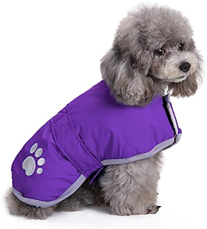 Queenmore Dog Winter Coat, Cold Weather Fleece Jacket for Dogs, Waterproof Reflective Reversible, for Small, Medium and Large Dogs (Purple, 2XL)