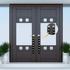 Frienda Hanging Jingle Sleigh Bells 7-Bell Dog Doorbells for Door Knob Faux Leather Belts Go Outside Dog Bells Christmas Decor and Holiday Decorations, 18.7 x 1.8 x 1 Inches(Black with Gold)
