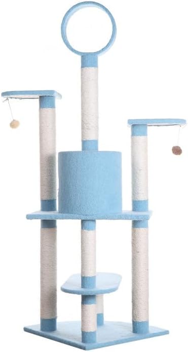 Maykoosh Cat Tree 65 Inch Multi-Level Tower with Scratching Posts & Condo - Sky Blue