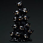 17" Battery Operated Halloween Cat Tree with Light -Black