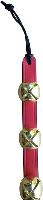Rustic Red Door Co. Hanging Jingle Sleigh Bells on Leather Strap for Door Knob, Dog to Go Outside, Pet Puppy Potty Training, Christmas Decor, 4 Brass Plated Bells, 14" Straip, Red