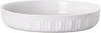 Fun Elements Shallow Dog Bowls, 8" Ceramic Dog Food Plate for Small and Medium Breeds, Non-Slip, Flat and Wide, Dishwasher Safe, Suitable for Puppies and Kittens (White)