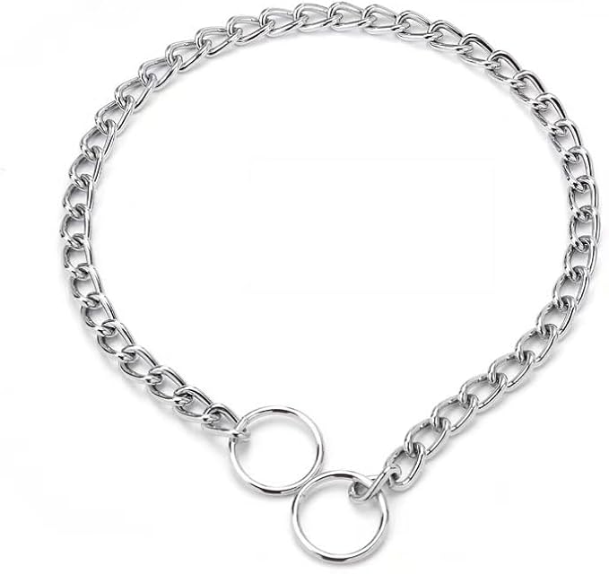 Dog Chain Collars Heavy Chain Dog Metal Collars for Pulling Collar Martingale Puppy Collars for XXS XS Small Medium Large Big XL Breed Dogs, Silver S