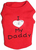 Dog Shirts Slogan Vest I Love My Daddy/Mommy Cute Heart T-Shirt Clothes for Chiuahaha Poodle Teacup Shihtzu Yorkie Bulldog Small Puppy Costume