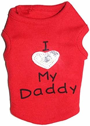 Dog Shirts Slogan Vest I Love My Daddy/Mommy Cute Heart T-Shirt Clothes for Chiuahaha Poodle Teacup Shihtzu Yorkie Bulldog Small Puppy Costume