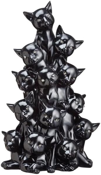 17" Battery Operated Halloween Cat Tree with Light -Black