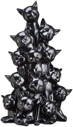 17" Battery Operated Halloween Cat Tree with Light -Black
