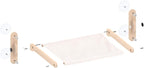 LuLu's World Cat Window Perch for Large Cats Inside - Foldable Solid Wood Cat Hammock with Ultra-Thick Faux Rabbit Fur, Sturdy Window Seat Holds 40lbs, Space Saving & Washable (Natural Wood)