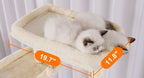 Heybly Tall Cat Tree, 78-inch Multi-Level Cat Tower for Indoor Cats, 2 Widened Plush Perches Cat Condo with Scratching Board and Big Caves, Beige HCT033M