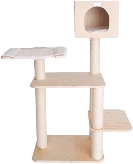 Scots Pine Cat Tree - Playhouse, Perch & Scratching Posts - 49" Tall