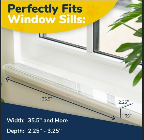 PROTECTO 2-Pack Window Sill Protector from Dogs 29.5 x 5.1 Clear Window Guards from Cats Scratching, Chewing & Clawing | Keep Your Sills Smooth & Paws Safe | Ultra Strong Window Sill Cover Protection