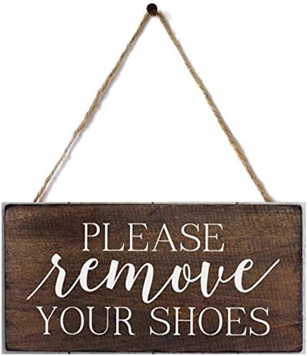 Please Remove Your Shoes Wood Sign for Home Decor Thick Rustic Plaque Board 10 x 5 inch(XXQ001)