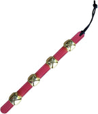 Rustic Red Door Co. Hanging Jingle Sleigh Bells on Leather Strap for Door Knob, Dog to Go Outside, Pet Puppy Potty Training, Christmas Decor, 4 Brass Plated Bells, 14" Straip, Red