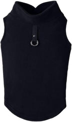 Gooby Fleece Vest Dog Sweater - Black, Large - Warm Pullover Fleece Dog Jacket with O-Ring Leash for Small to Medium Dogs