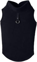 Gooby Fleece Vest Dog Sweater - Black, Medium - Warm Pullover Fleece Dog Jacket with O-Ring Leash for Small to Medium Dogs